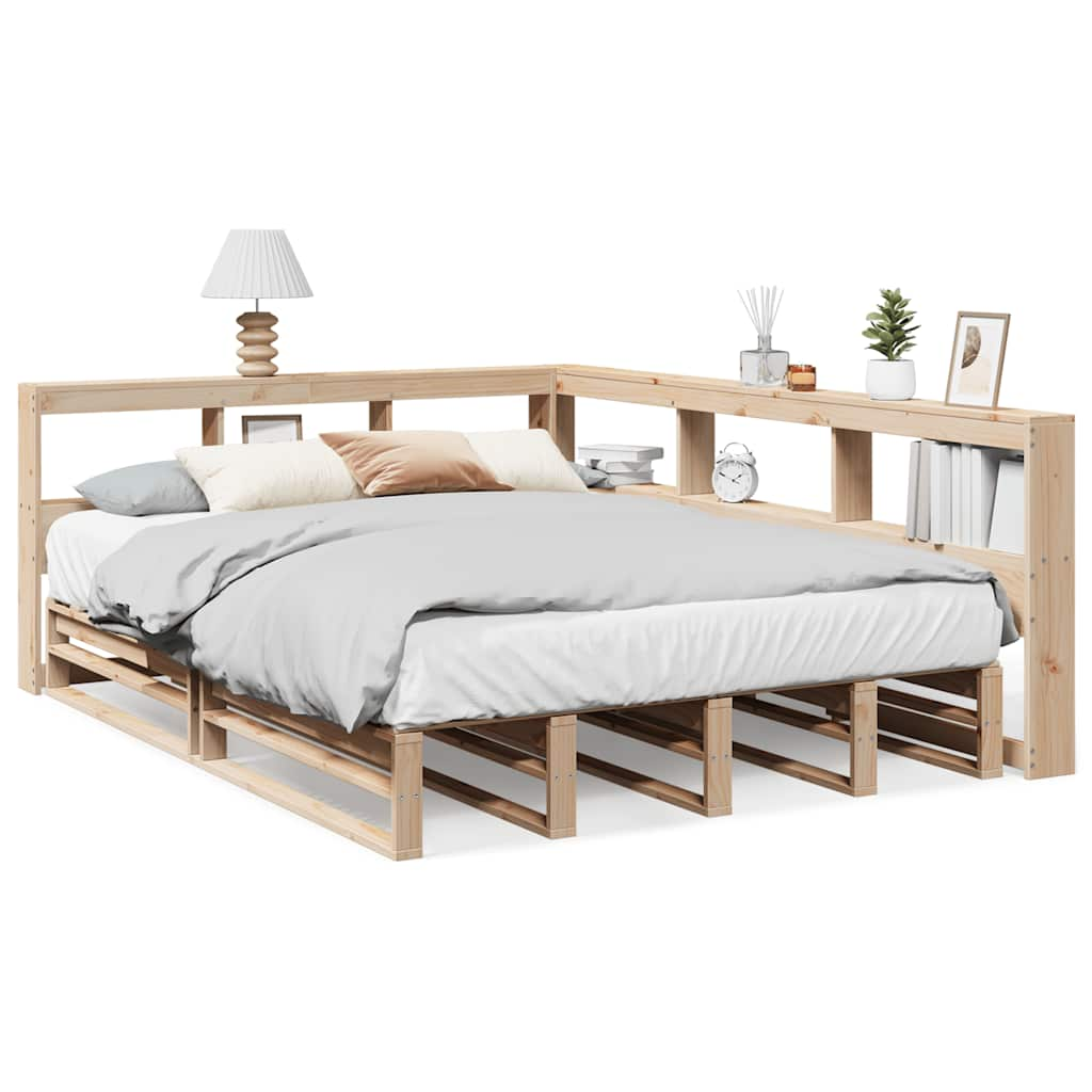 Bed met boekenkast zonder matras massief grenenhout 160x200 cm