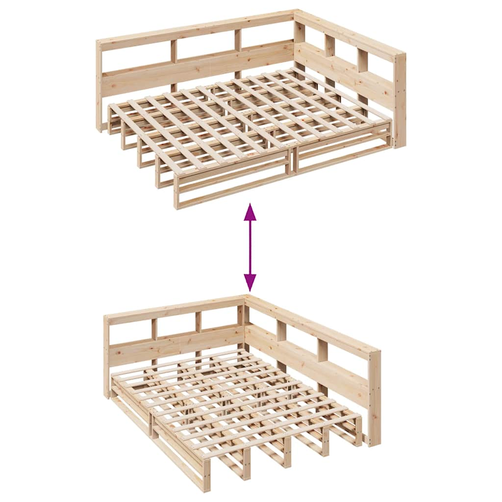 Bed met boekenkast zonder matras massief grenenhout 160x200 cm