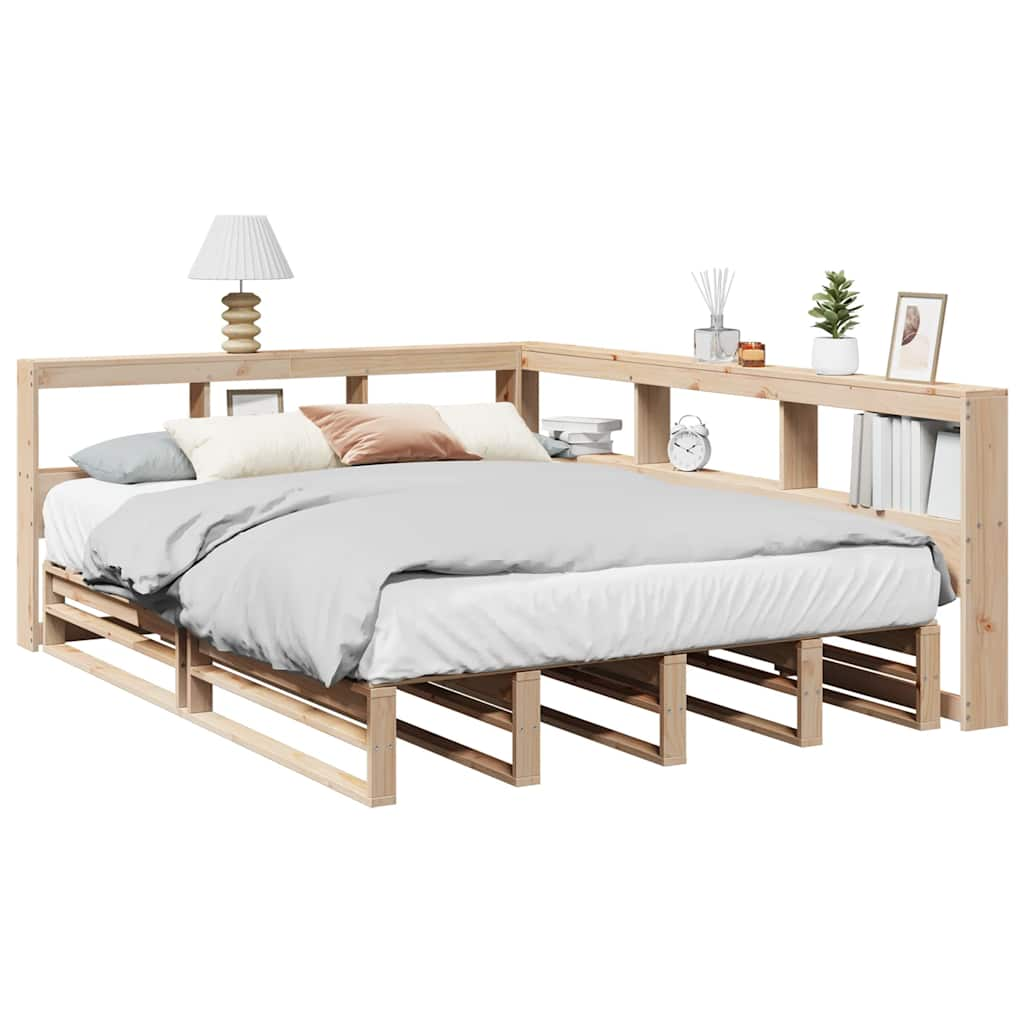 Bed met boekenkast zonder matras massief grenenhout 160x200 cm