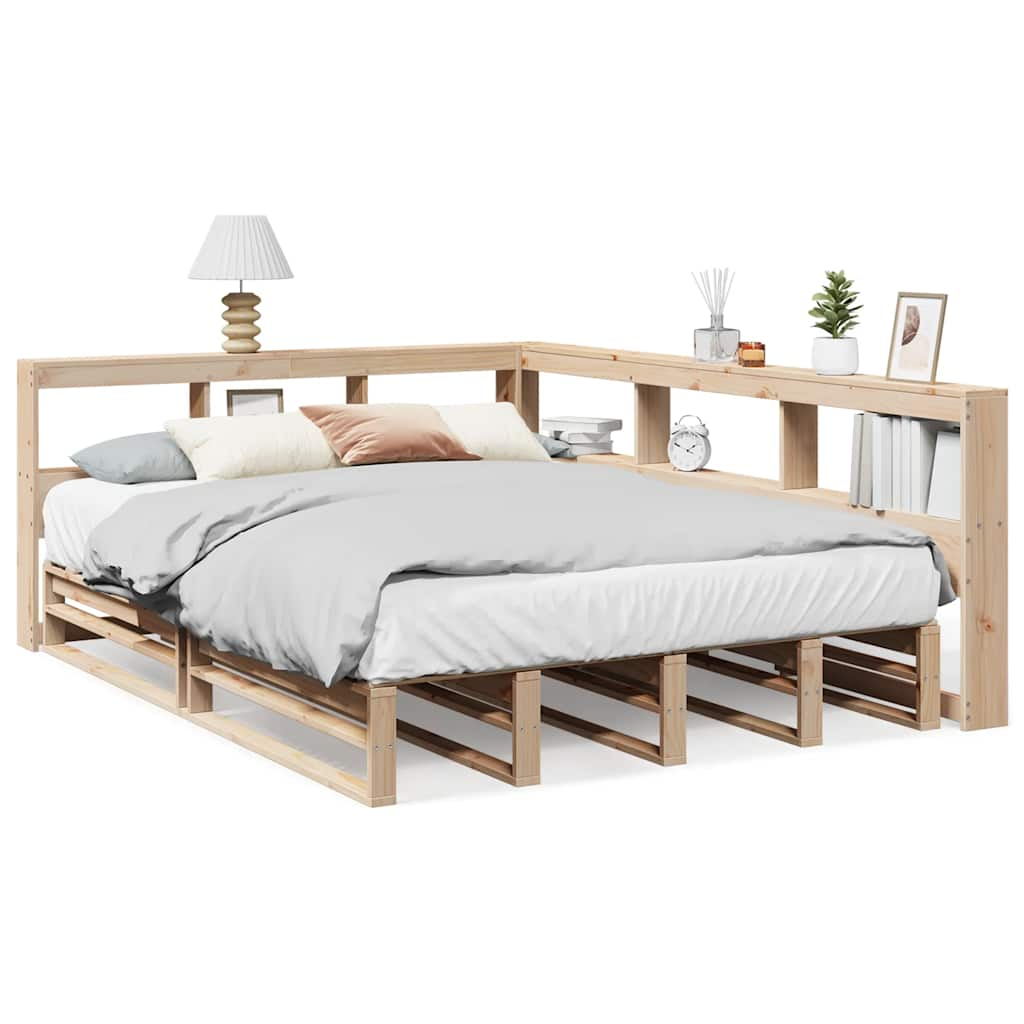 Bed met boekenkast zonder matras massief grenenhout 150x200 cm