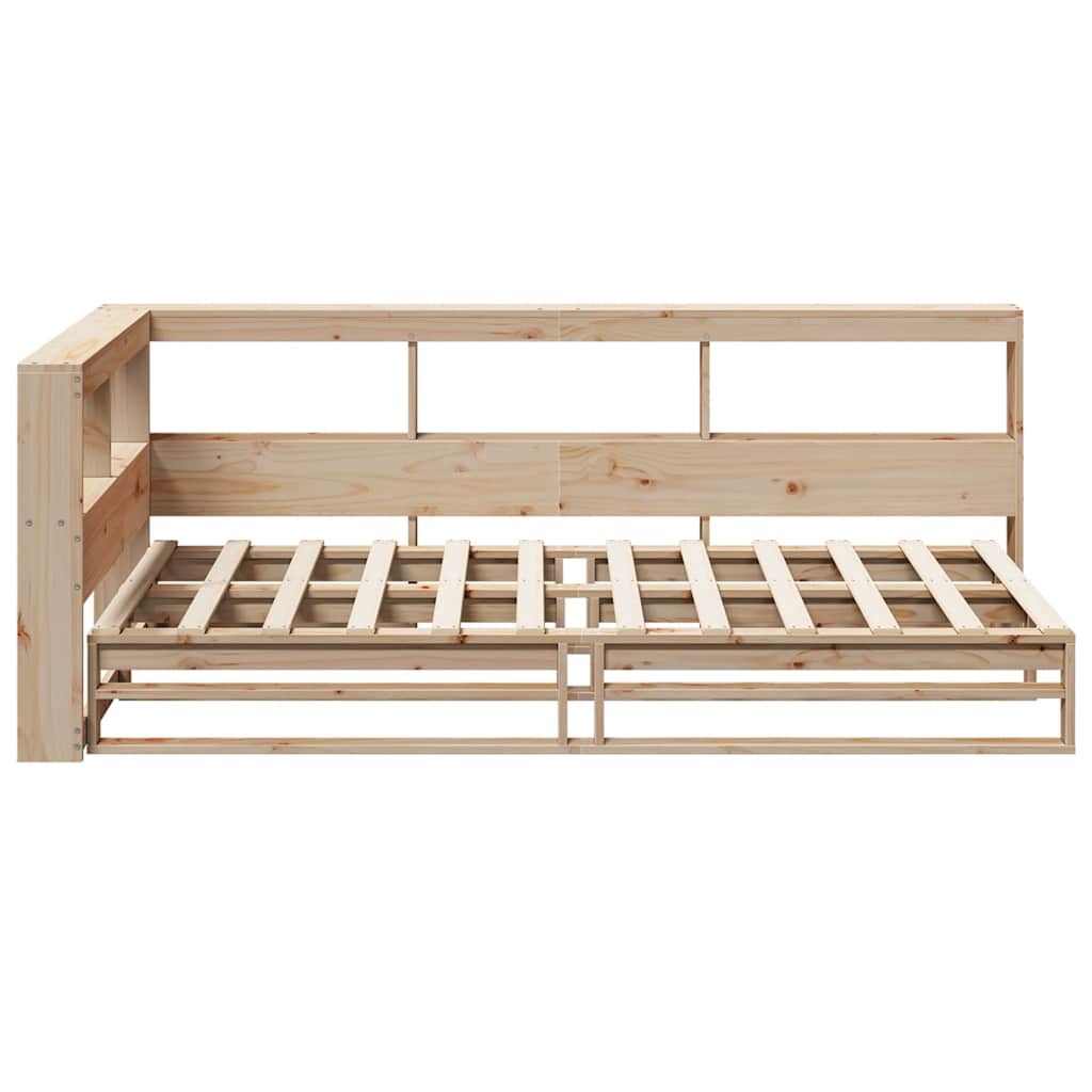 Bed met boekenkast zonder matras massief grenenhout 75x190 cm