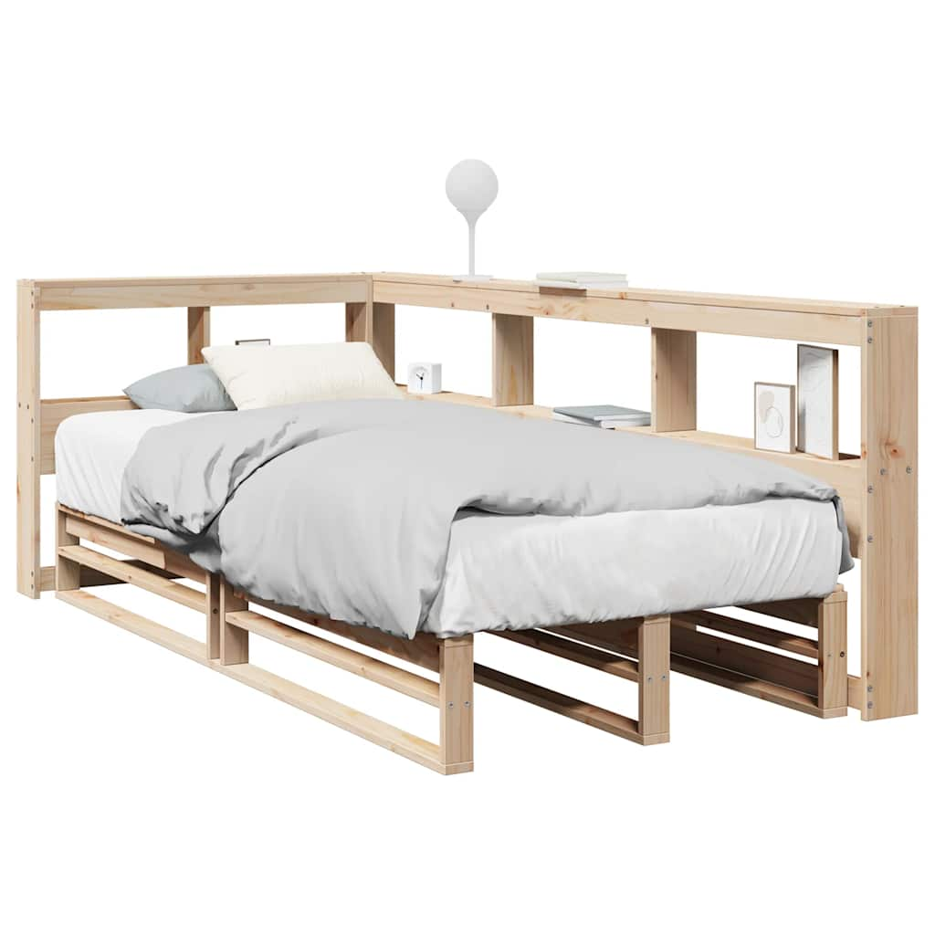 Bed met boekenkast zonder matras massief grenenhout 75x190 cm