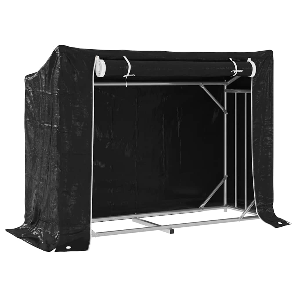 Haardhoutrek met regenhoes 151x60,5x110,5 cm staal