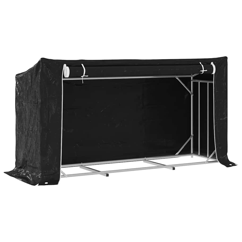 Haardhoutrek met regenhoes 200,5x60,5x110,5 cm staal